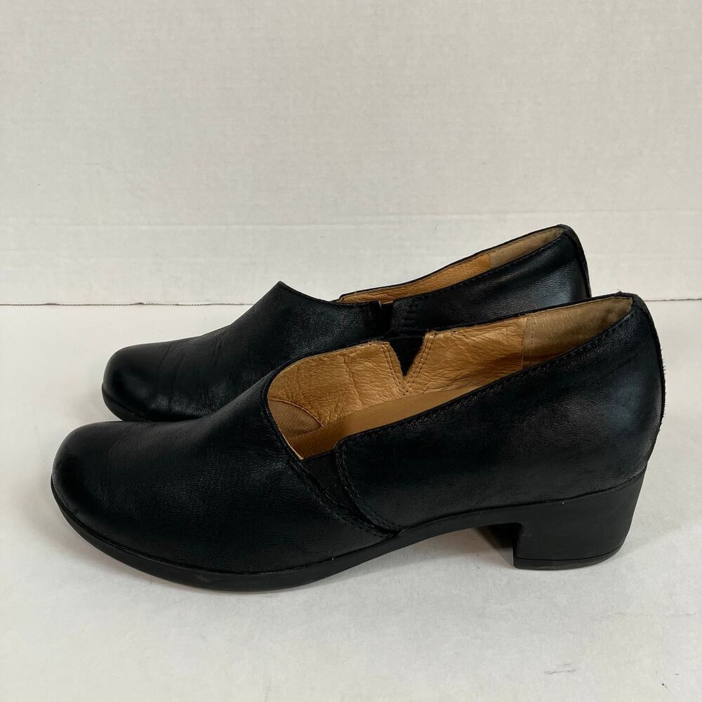 Dansko Sz 40 Camdyn Black Nubuck Heeled Slip-on Shoes Work Comfortable